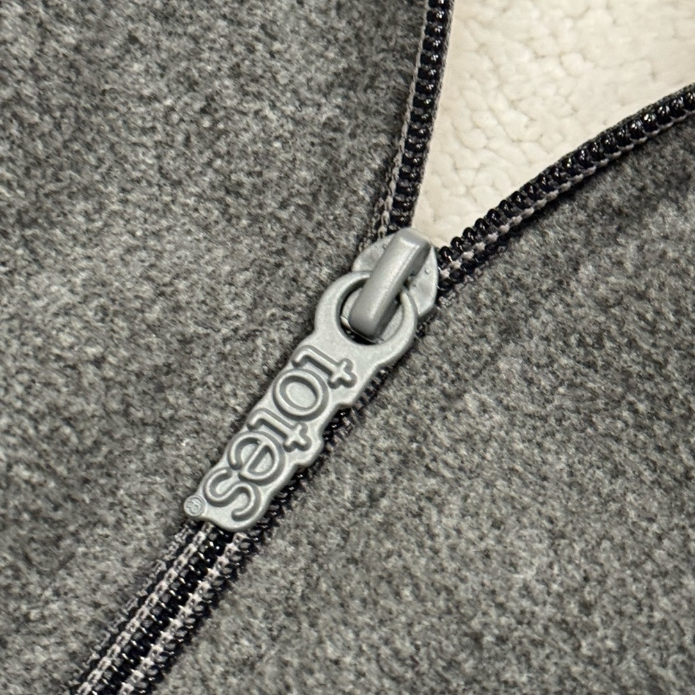 Totes Grey Polar Fleece Cozy Gray and White Sherpa Jacket Full Zip Women’s XXL - Picture 6 of 7